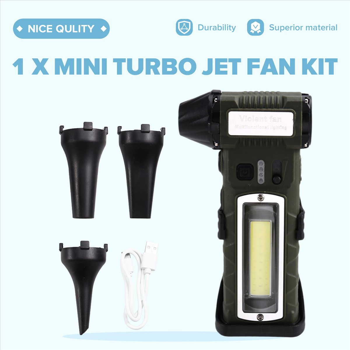 AT59 Handheld Turbo Jet Fan wi - Brushless Motor ulasan dan harga